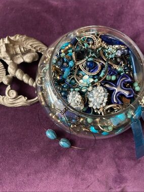 Blue mystery jewelry jar